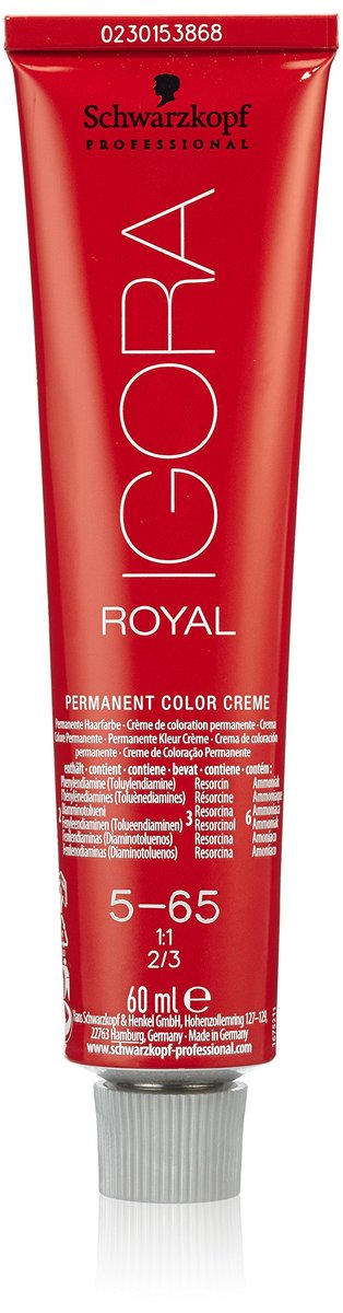 Schwarzkopf Igora Royal 5-65 Light Brown Chocolate Gold Permanent Hair Color 60ml Avelisse