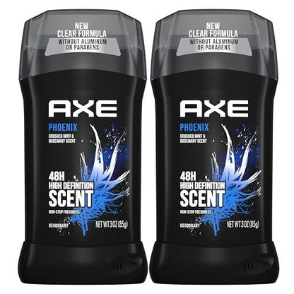 AXE Dual Action Deodorant Stick Phoenix Crushed Mint & Rosemary, Aluminum Free, 3oz Twin Pack for Men