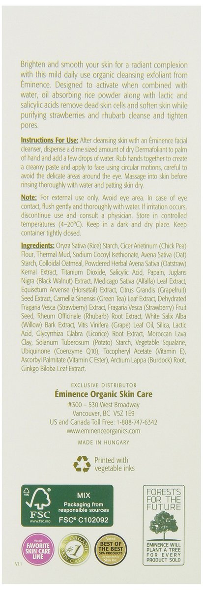 Eminence Strawberry Rhubarb Dermafoliant – Gentle Exfoliating Facial Scrub, 4.2 oz Avelisse