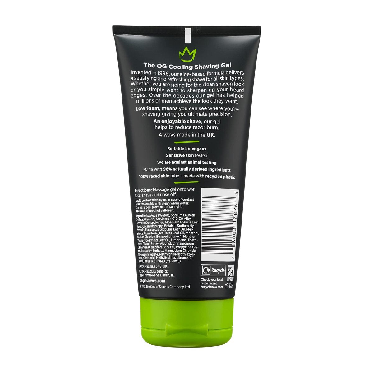 King of Shaves Cooling Shave Gel with Aloe & Tea Tree, 175ml (5 Fl Oz) Avelisse