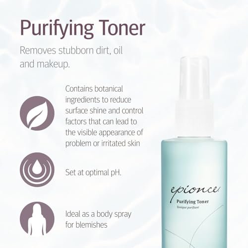 Epionce Purifying Toner – Gentle Acne & Blackhead Control Toner for Face & Body, Removes Dirt, Oil & Makeup, with Willow Bark, Cucumber & Menthol, Dermatologist-Developed, 4 Fl Oz Avelisse