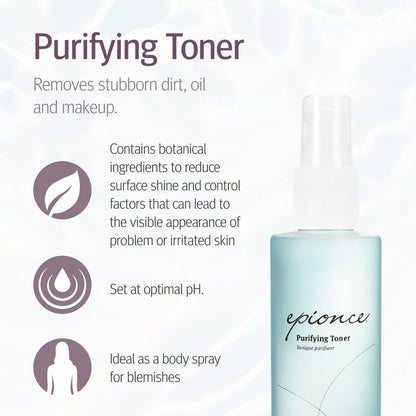 Epionce Purifying Toner – Gentle Acne & Blackhead Control Toner for Face & Body, Removes Dirt, Oil & Makeup, with Willow Bark, Cucumber & Menthol, Dermatologist-Developed, 4 Fl Oz Avelisse
