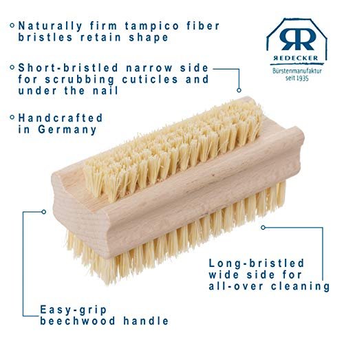 Redecker Tampico Fiber and Beechwood Nailbrush – 3-5/8 Inches, Natural Wood Nail Cleaning Brush - görsel 10