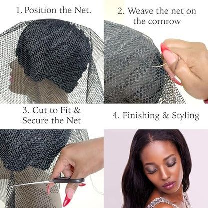 DONNA Deluxe Soft Weaving Net 17.5″ × 26″ – Triple Helix Structure Hair Net for Sew-in Weave Styles, Soft Texture Fits Scalp Contour, Durable & Flexible Mesh Fabric for Salon and Home Use, Black