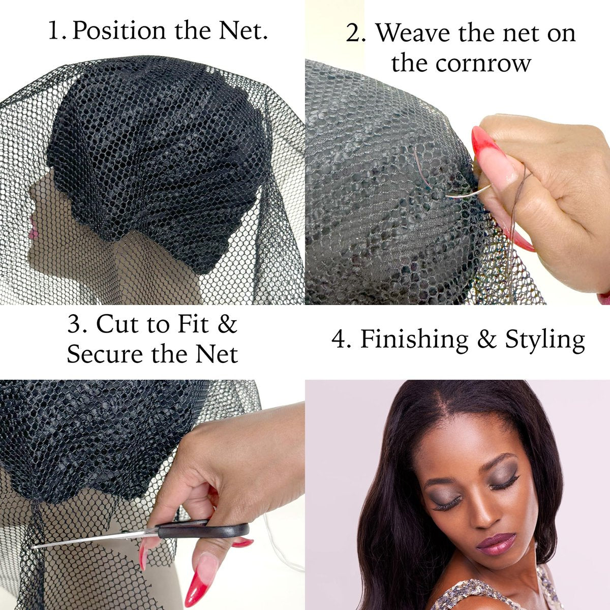 DONNA Deluxe Soft Weaving Net 17.5″ × 26″ – Triple Helix Structure Hair Net for Sew-in Weave Styles, Soft Texture Fits Scalp Contour, Durable & Flexible Mesh Fabric for Salon and Home Use, Black - görsel 10