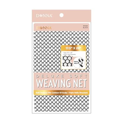 DONNA Deluxe Soft Weaving Net 17.5″ × 26″ – Triple Helix Structure Hair Net for Sew-in Weave Styles, Soft Texture Fits Scalp Contour, Durable & Flexible Mesh Fabric for Salon and Home Use, Black - görsel 1