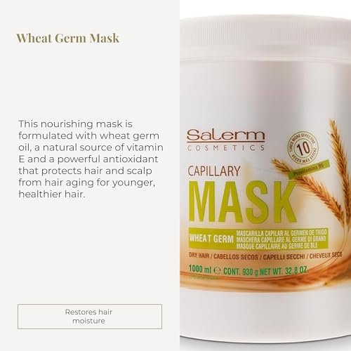 SALERM Nourishing Hair Mask 1000 ml – Deep Hydration for Dry & Damaged Hair with Wheat Germ Avelisse