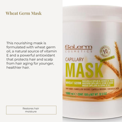 SALERM Nourishing Hair Mask 1000 ml – Deep Hydration for Dry & Damaged Hair with Wheat Germ Avelisse