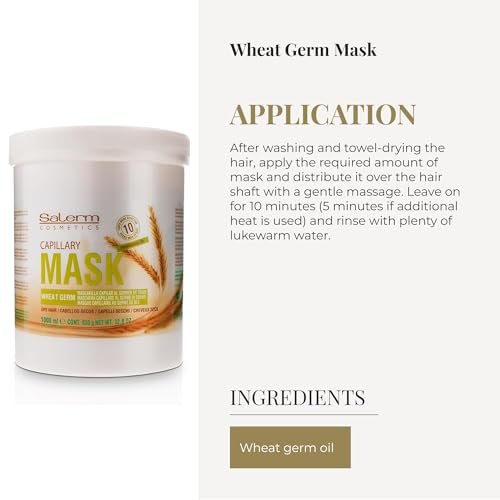 SALERM Nourishing Hair Mask 1000 ml – Deep Hydration for Dry & Damaged Hair with Wheat Germ Avelisse