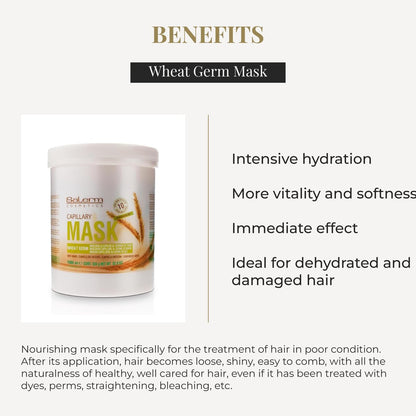 SALERM Nourishing Hair Mask 1000 ml – Deep Hydration for Dry & Damaged Hair with Wheat Germ Avelisse