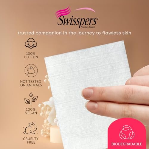 Swisspers Premium Facial Cleansing Pad - 100% Cotton, Ultra Soft, Extra Large, 50 Count (6-Pack, 300 Pads Total) Avelisse