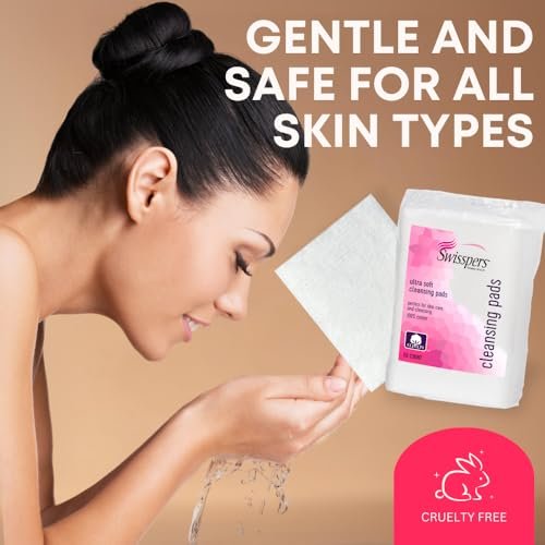 Swisspers Premium Facial Cleansing Pad - 100% Cotton, Ultra Soft, Extra Large, 50 Count (6-Pack, 300 Pads Total) Avelisse