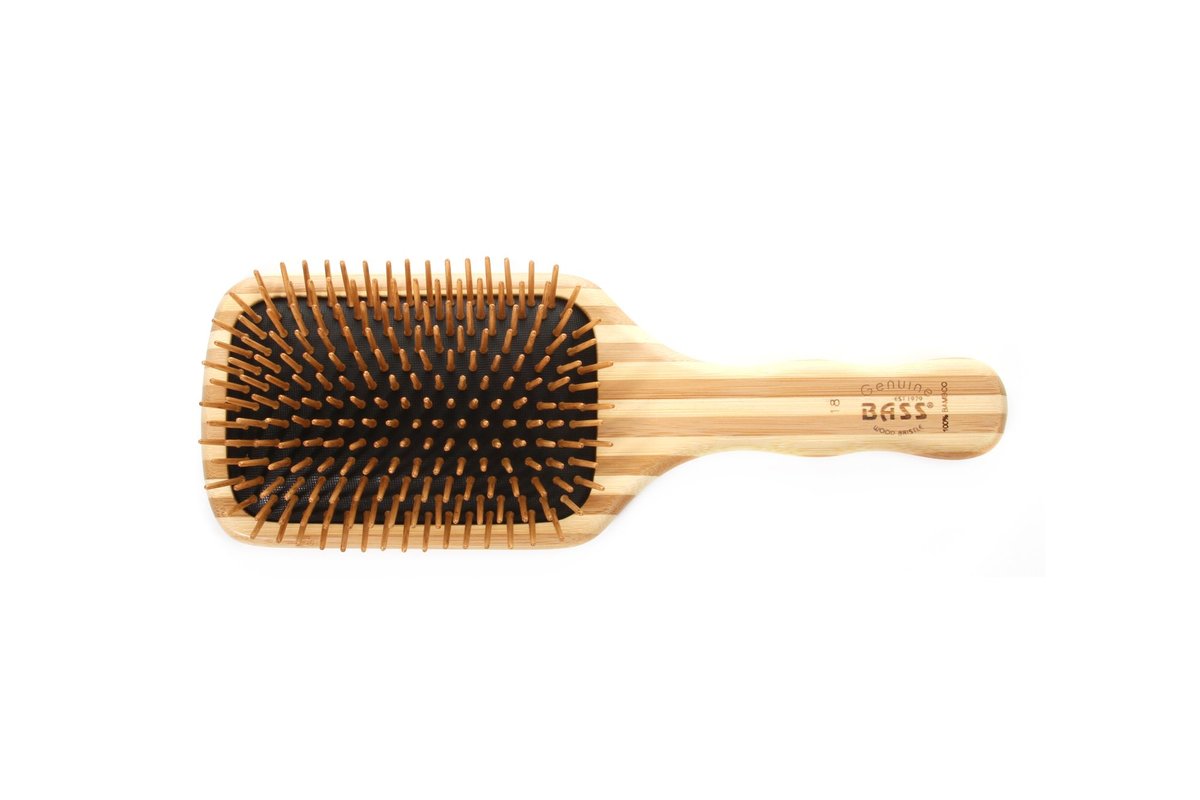 Bass Brushes The Green Brush - Bamboo Pin & Handle Large Paddle Hair Brush Avelisse