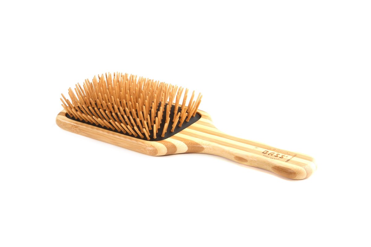 Bass Brushes The Green Brush - Bamboo Pin & Handle Large Paddle Hair Brush Avelisse