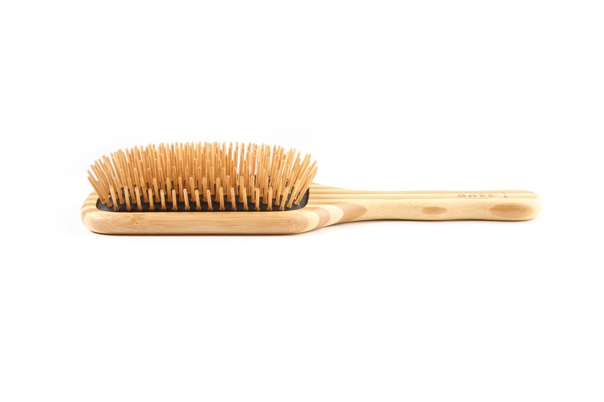 Bass Brushes The Green Brush - Bamboo Pin & Handle Large Paddle Hair Brush Avelisse
