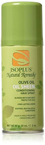 Isoplus Natural Remedy Olive Oil Sheen Conditioning Hair Spray - 2 oz | Alcohol-Free Shine & Moisture Avelisse
