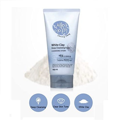Kwailnara Cleansing Story Natural Facial Deep Foam Cleansing - White Clay, 5.29 oz Avelisse