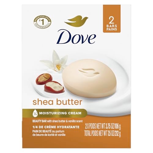 Dove Beauty Bar Gentle Skin Cleanser with Shea Butter, 2 Bars, 3.75 oz Each - Moisturizing More Than Bar Soap Avelisse