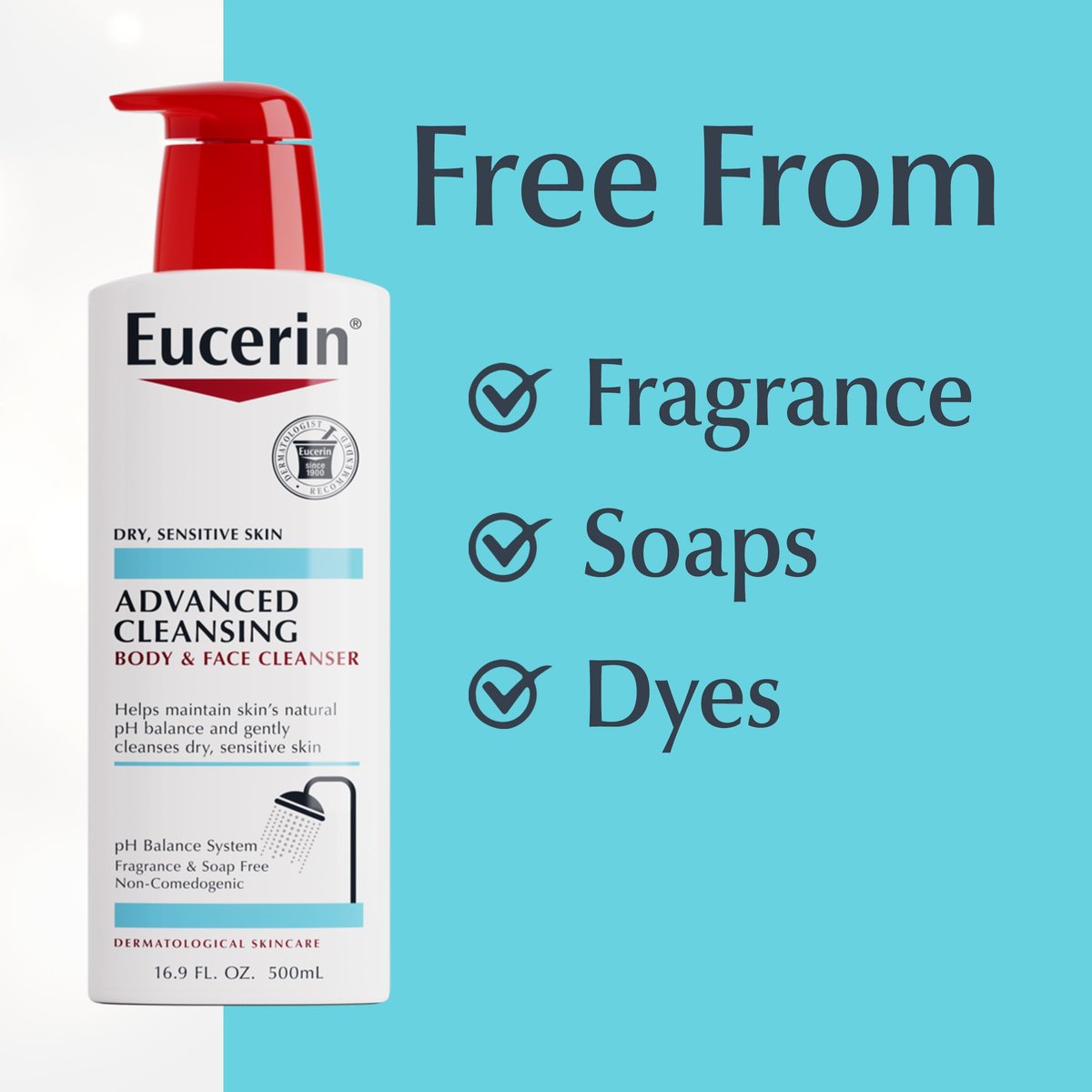 Eucerin Advanced Cleansing Body & Face Cleanser - Fragrance & Soap Free for Dry, Sensitive Skin - 16.9 fl. oz Bottle Avelisse