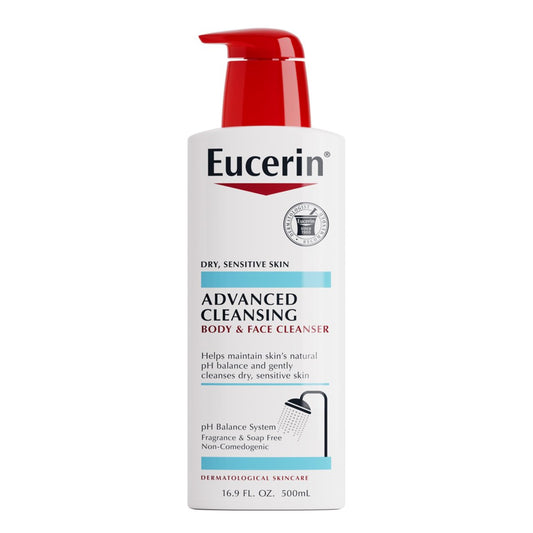Eucerin Advanced Cleansing Body & Face Cleanser - Fragrance & Soap Free for Dry, Sensitive Skin - 16.9 fl. oz Bottle Avelisse