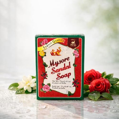 Mysore Sandal Soap 75g (Pack of 4) - Traditional Indian Sandalwood Soap