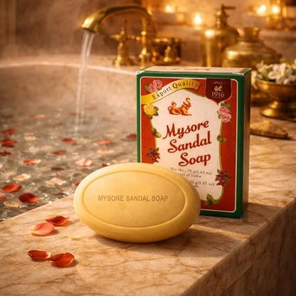 Mysore Sandal Soap 75g (Pack of 4) - Traditional Indian Sandalwood Soap