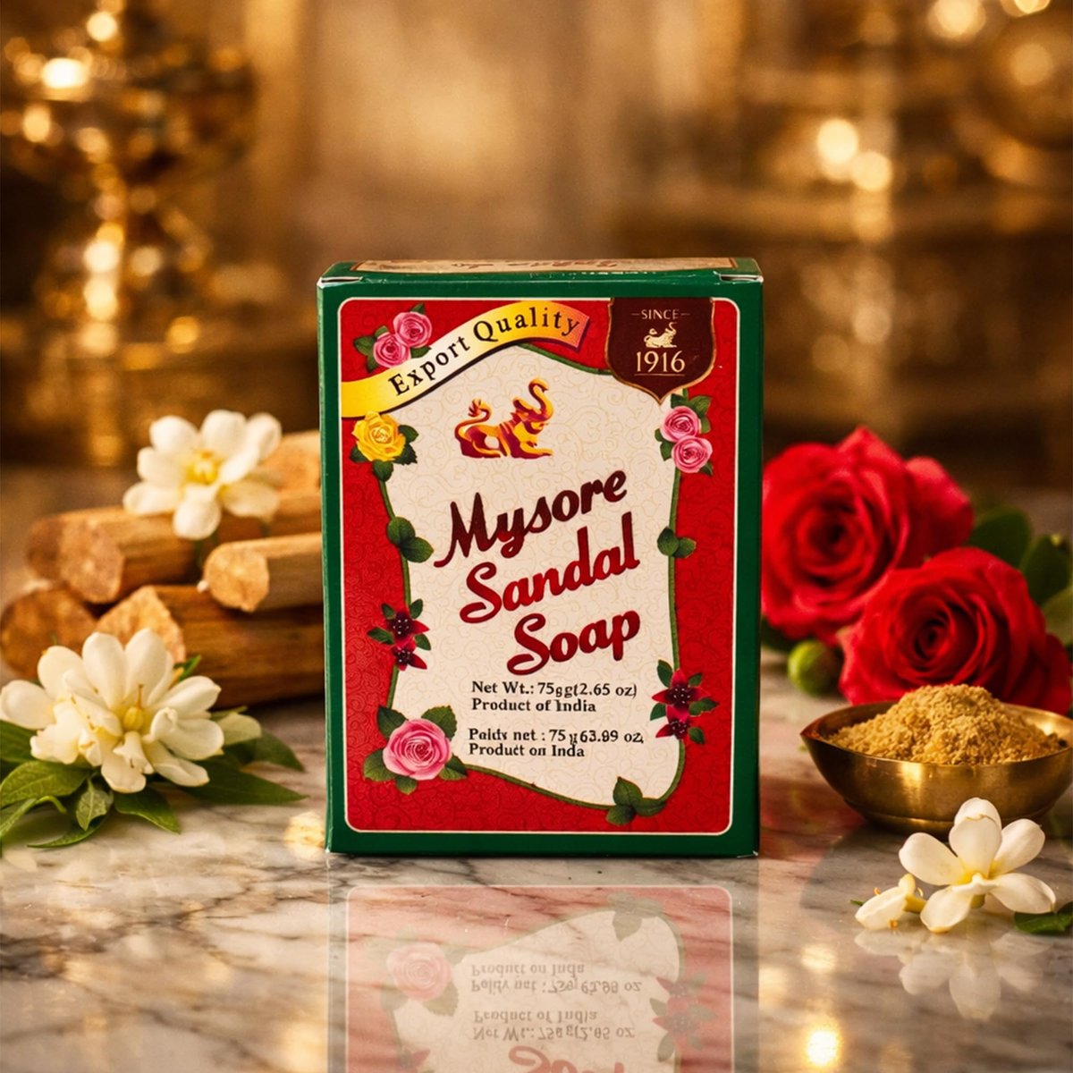 Mysore Sandal Soap 75g (Pack of 4) - Traditional Indian Sandalwood Soap - görsel 8