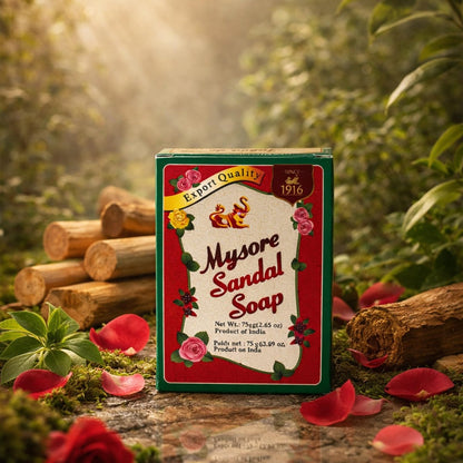 Mysore Sandal Soap 75g (Pack of 4) - Traditional Indian Sandalwood Soap