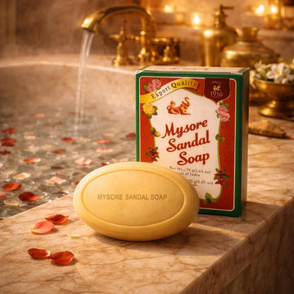 Mysore Sandal Soap 75g (Pack of 4) - Traditional Indian Sandalwood Soap