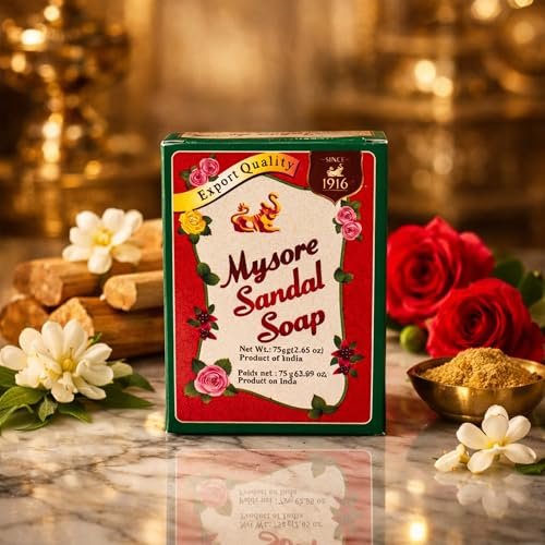 Mysore Sandal Soap 75g (Pack of 4) - Traditional Indian Sandalwood Soap - görsel 7