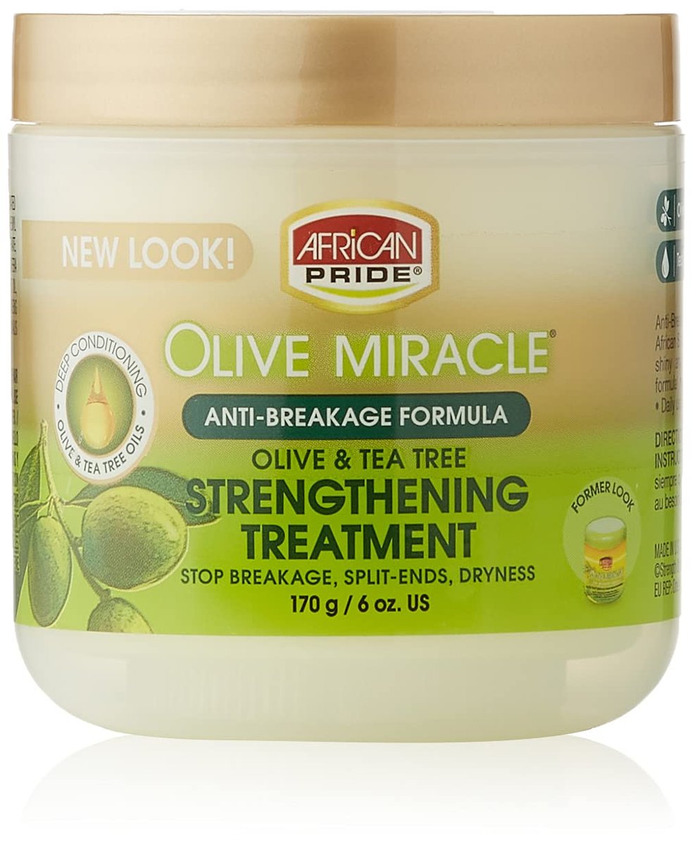 African Pride Olive Miracle Cream - 6 oz | Moisturizing Hair Cream for Dry, Curly & 4C Hair - görsel 1
