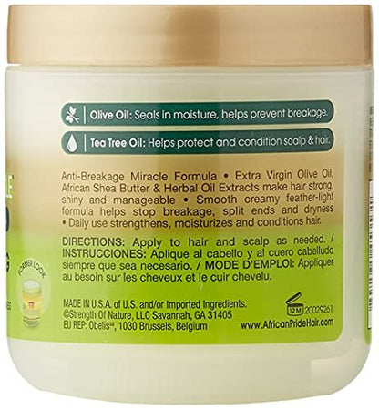 African Pride Olive Miracle Cream - 6 oz | Moisturizing Hair Cream for Dry, Curly & 4C Hair