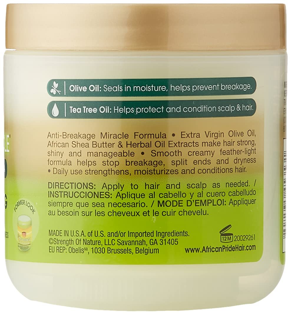 African Pride Olive Miracle Cream - 6 oz | Moisturizing Hair Cream for Dry, Curly & 4C Hair - görsel 3