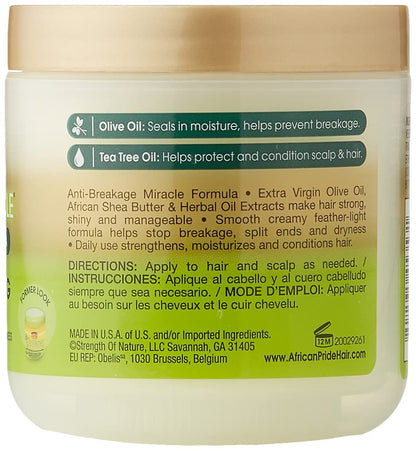 African Pride Olive Miracle Cream - 6 oz | Moisturizing Hair Cream for Dry, Curly & 4C Hair