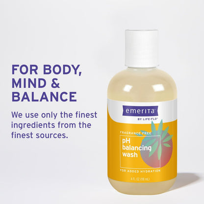 Emerita pH Balancing Feminine Wash, Hydrating Cleanser, Fragrance Free, 4 oz