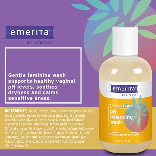 Emerita pH Balancing Feminine Wash, Hydrating Cleanser, Fragrance Free, 4 oz - görsel 6
