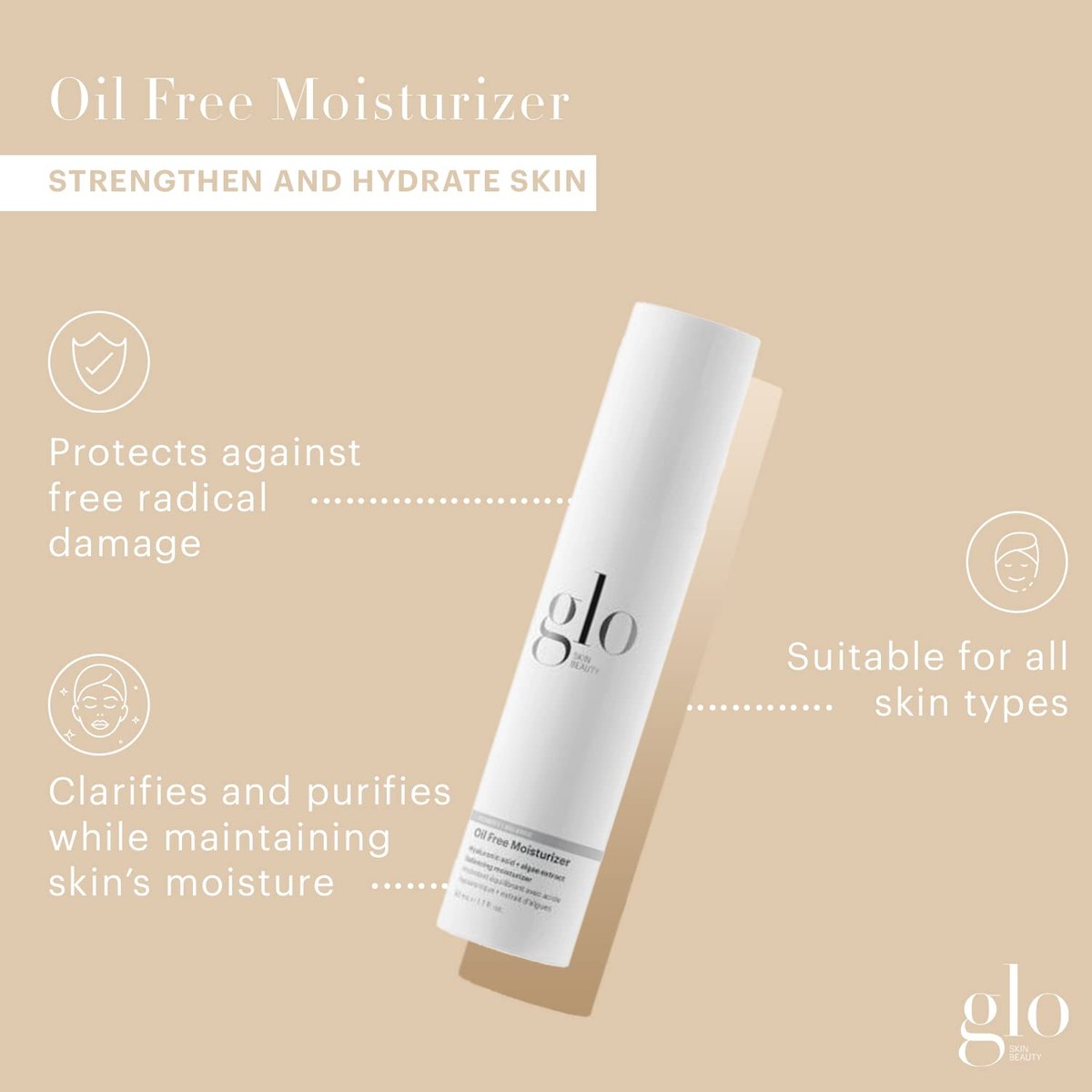 Glo Skin Beauty Oil-Free Moisturizer – Lightweight Hydrating Face Cream with Hyaluronic Acid for Oily & Aging Skin (1.7 oz) Avelisse