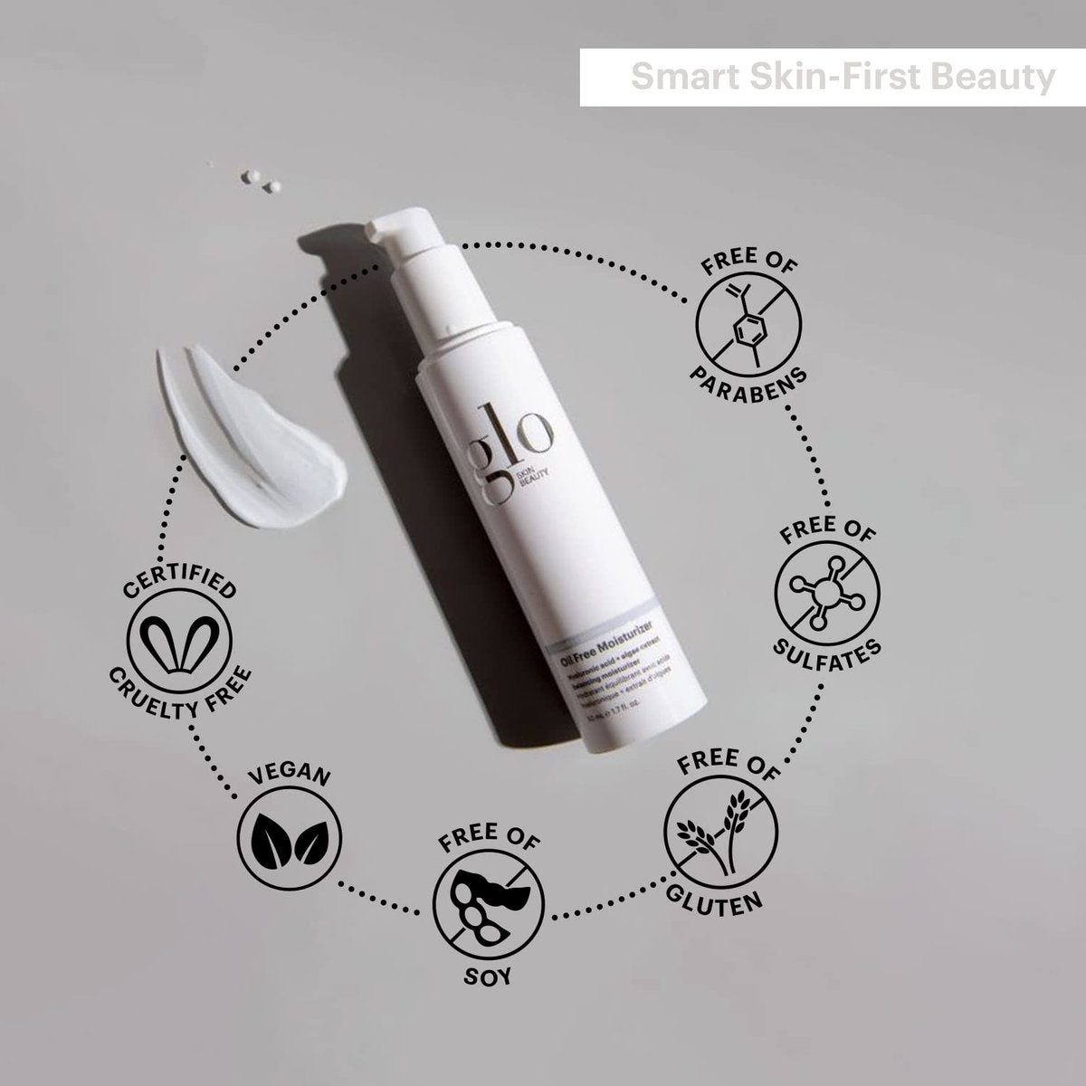 Glo Skin Beauty Oil-Free Moisturizer – Lightweight Hydrating Face Cream with Hyaluronic Acid for Oily & Aging Skin (1.7 oz) Avelisse