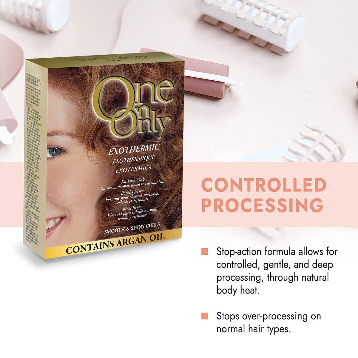One 'N Only Exothermic Perm Kit with Argan Oil – At Home Hair Perm for Firm Curls, Self-Heating Formula, Manageability & Shine (1 Kit) Avelisse