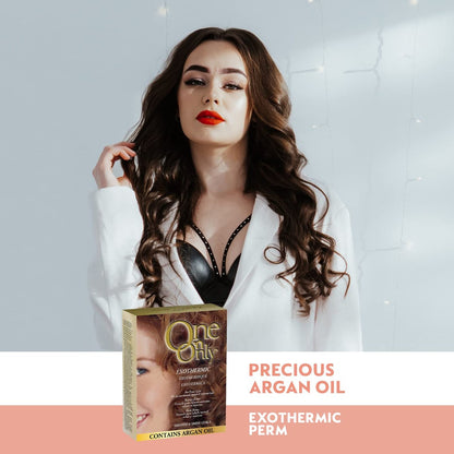One 'N Only Exothermic Perm Kit with Argan Oil – At Home Hair Perm for Firm Curls, Self-Heating Formula, Manageability & Shine (1 Kit) Avelisse