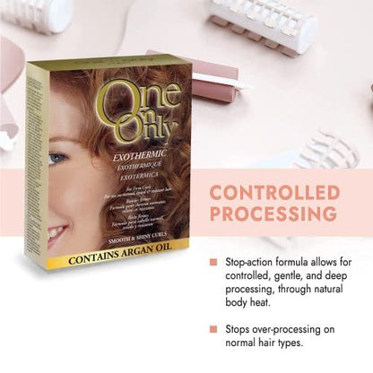One 'N Only Exothermic Perm Kit with Argan Oil – At Home Hair Perm for Firm Curls, Self-Heating Formula, Manageability & Shine (1 Kit) Avelisse