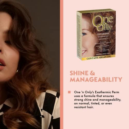 One 'N Only Exothermic Perm Kit with Argan Oil – At Home Hair Perm for Firm Curls, Self-Heating Formula, Manageability & Shine (1 Kit) Avelisse