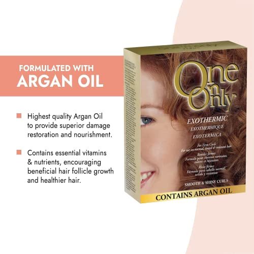 One 'N Only Exothermic Perm Kit with Argan Oil – At Home Hair Perm for Firm Curls, Self-Heating Formula, Manageability & Shine (1 Kit) Avelisse
