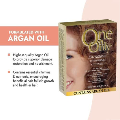 One 'N Only Exothermic Perm Kit with Argan Oil – At Home Hair Perm for Firm Curls, Self-Heating Formula, Manageability & Shine (1 Kit) Avelisse