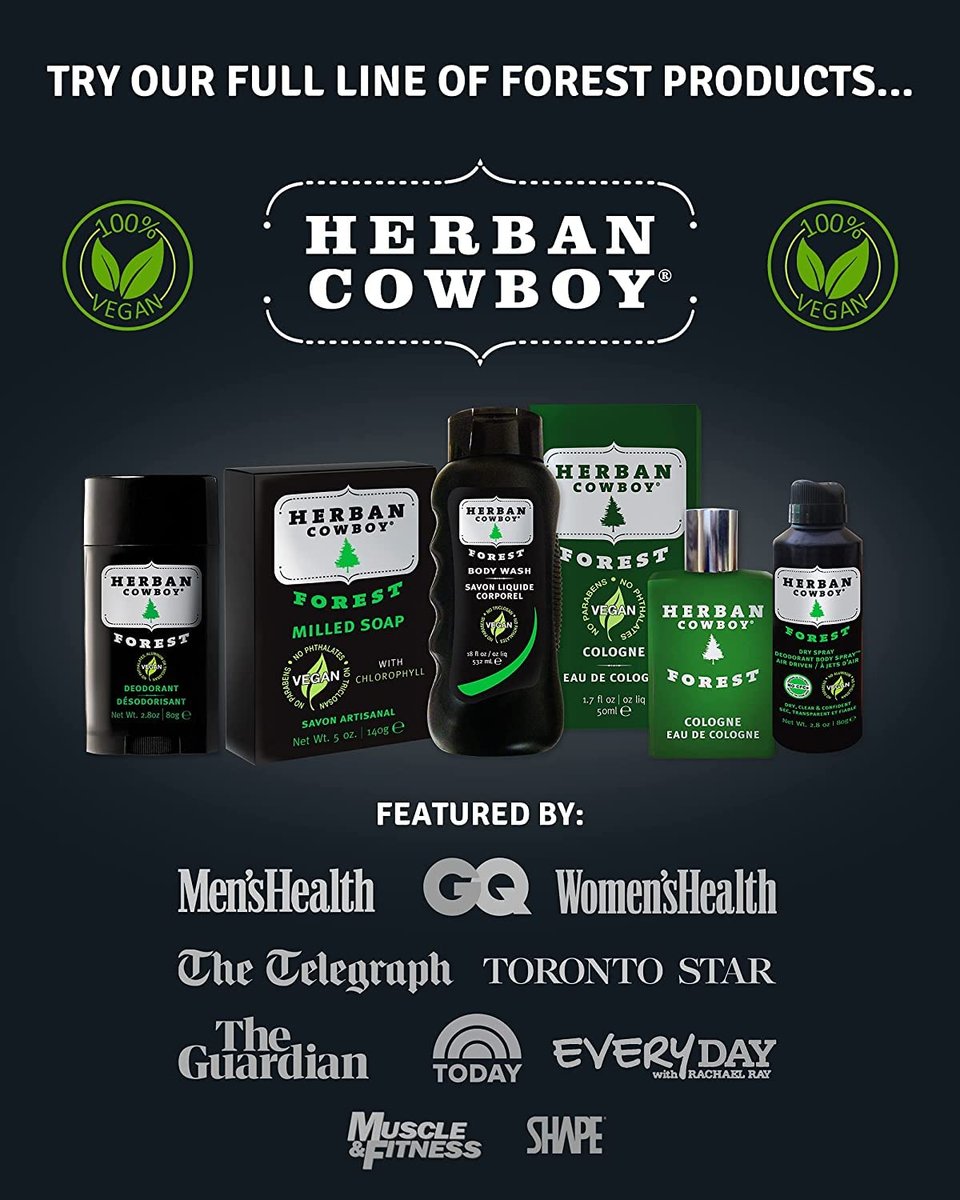 Herban Cowboy Forest Deodorant Maximum Protection, 3 Pack - Natural Aluminum-Free Deodorant for Men & Women, 2.8 oz Each Avelisse