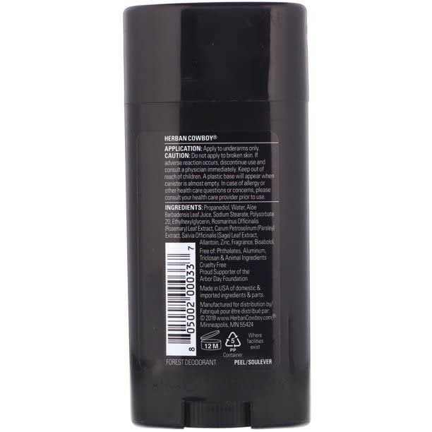 Herban Cowboy Forest Deodorant Maximum Protection, 3 Pack - Natural Aluminum-Free Deodorant for Men & Women, 2.8 oz Each Avelisse