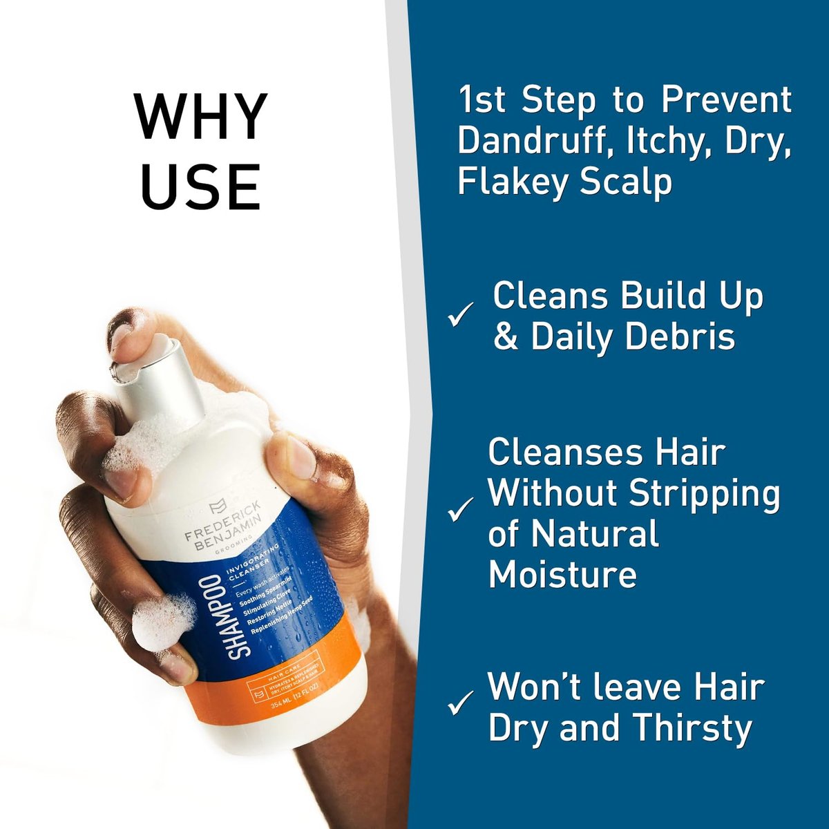 Frederick Benjamin Shampoo with Natural Oils - Cleanses & Hydrates Dry Scalp & Hair, 12 oz Avelisse