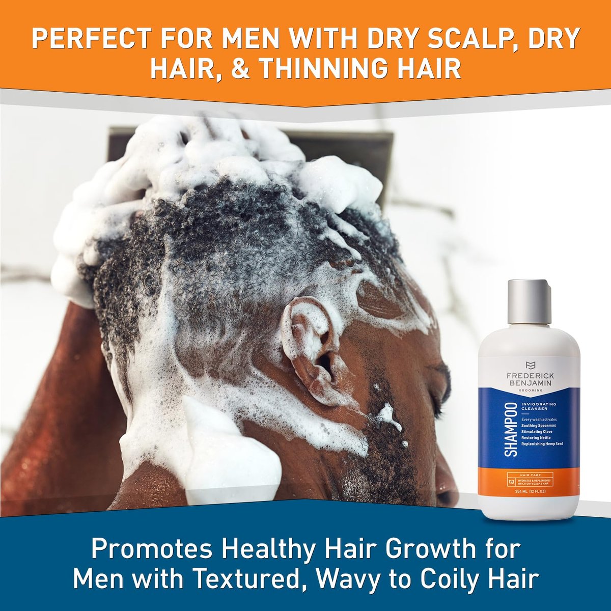 Frederick Benjamin Shampoo with Natural Oils - Cleanses & Hydrates Dry Scalp & Hair, 12 oz Avelisse