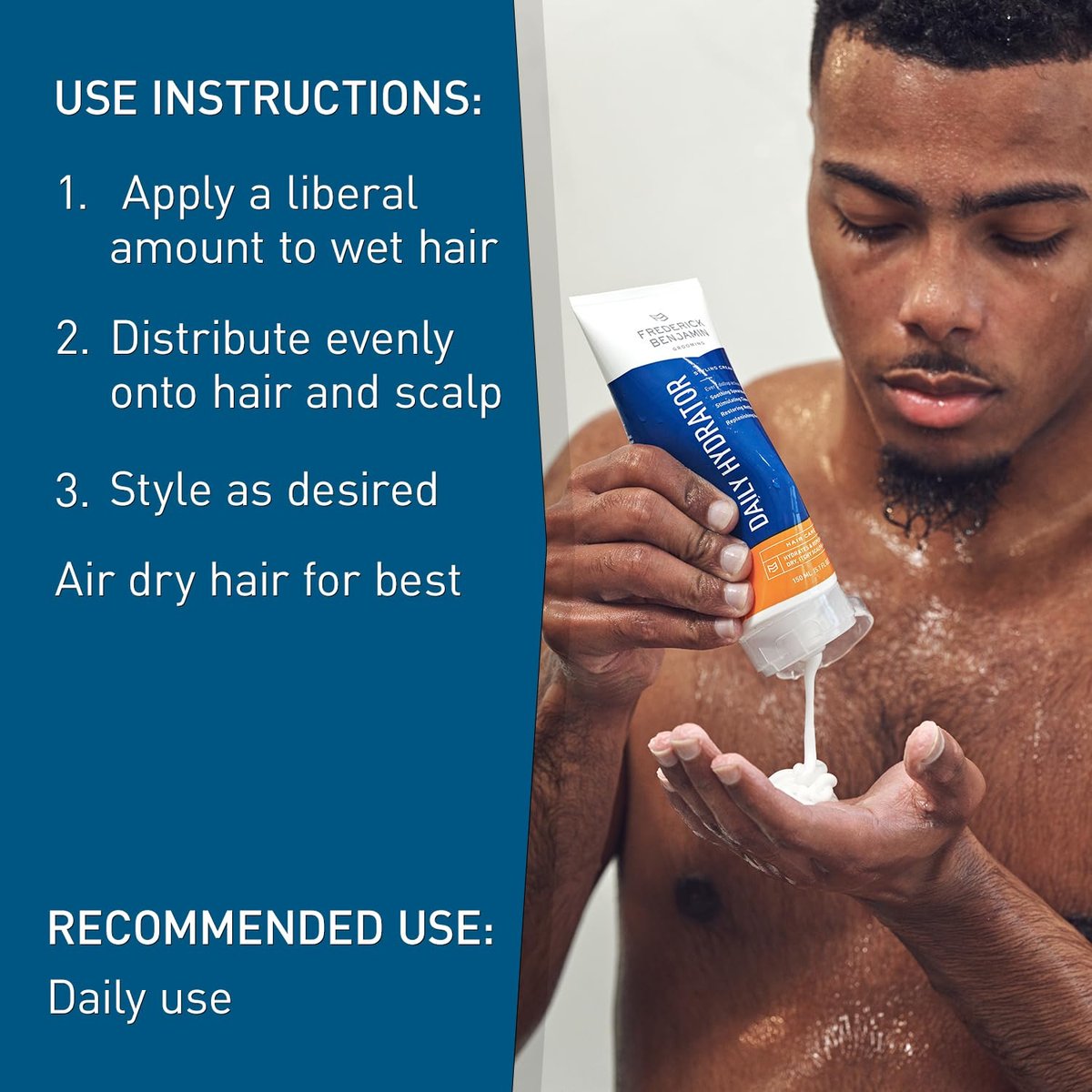 Frederick Benjamin Daily Hydrator - Hydrating Hair Cream with Light Hold for Men, Natural Hair Moisturizer, 5.1 oz Avelisse