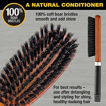 Conair All Purpose Boar Bristle Hairbrush - Wooden Hair Brush for Men and Women - Brown Avelisse